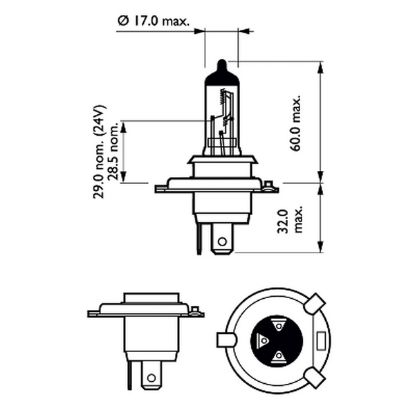 Bulb, spotlight H4 Vision +30%