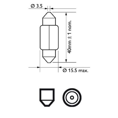Bulb, interior light 15W SV8,5 T15X43