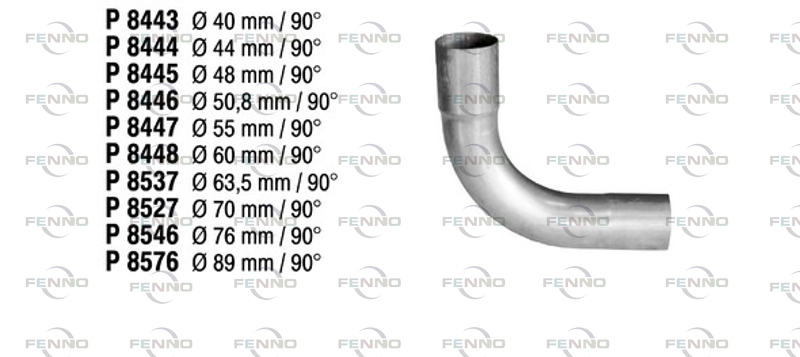 Exhaust Pipe, universal 50,8mm x 90 kraadi