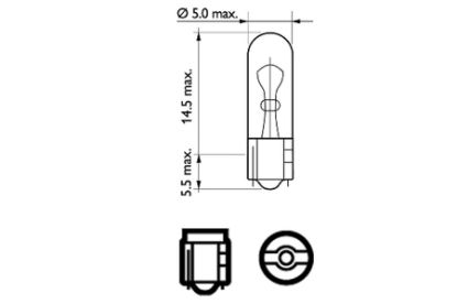 Bulb, interior light 1W W2X4.6D T5