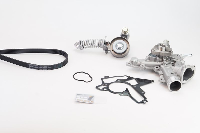 Water Pump + V-Ribbed Belt Kit -