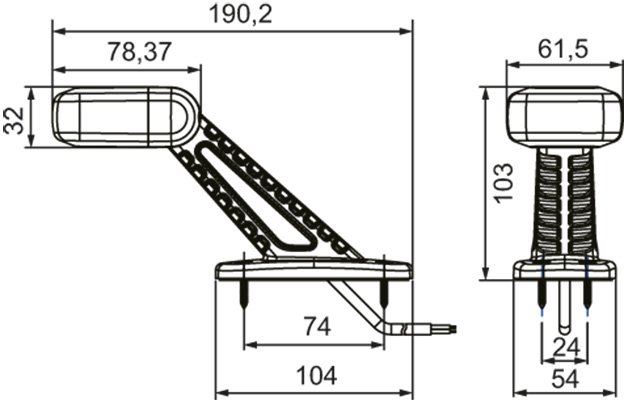 Clearance Light Parem, pun/valg/koll, 10-30V, 190x54x103mm