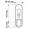 Bulb, instrument lighting 1,2W W2X4,6D T5