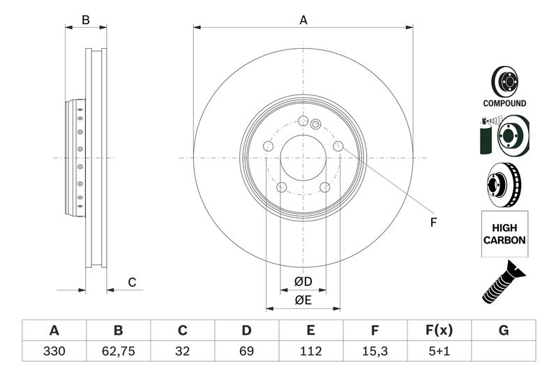 Brake Disc MERCEDES-BENZ - 000 421 27 12