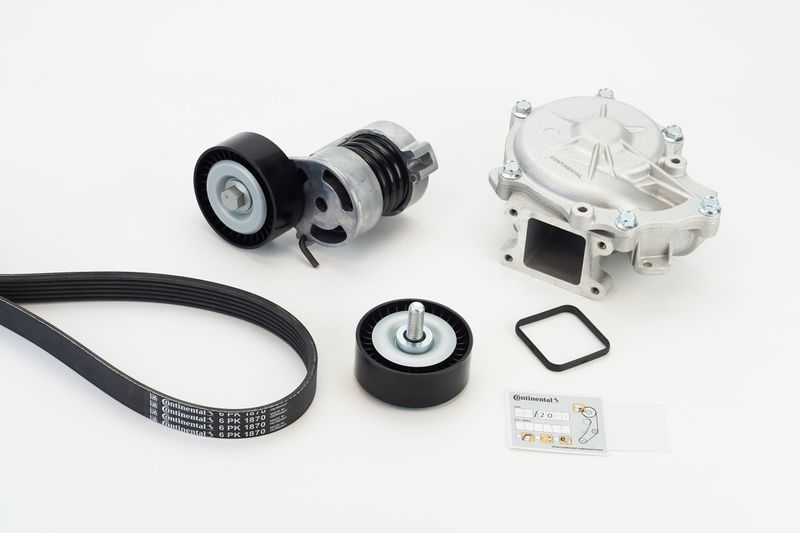 Water Pump + V-Ribbed Belt Kit -